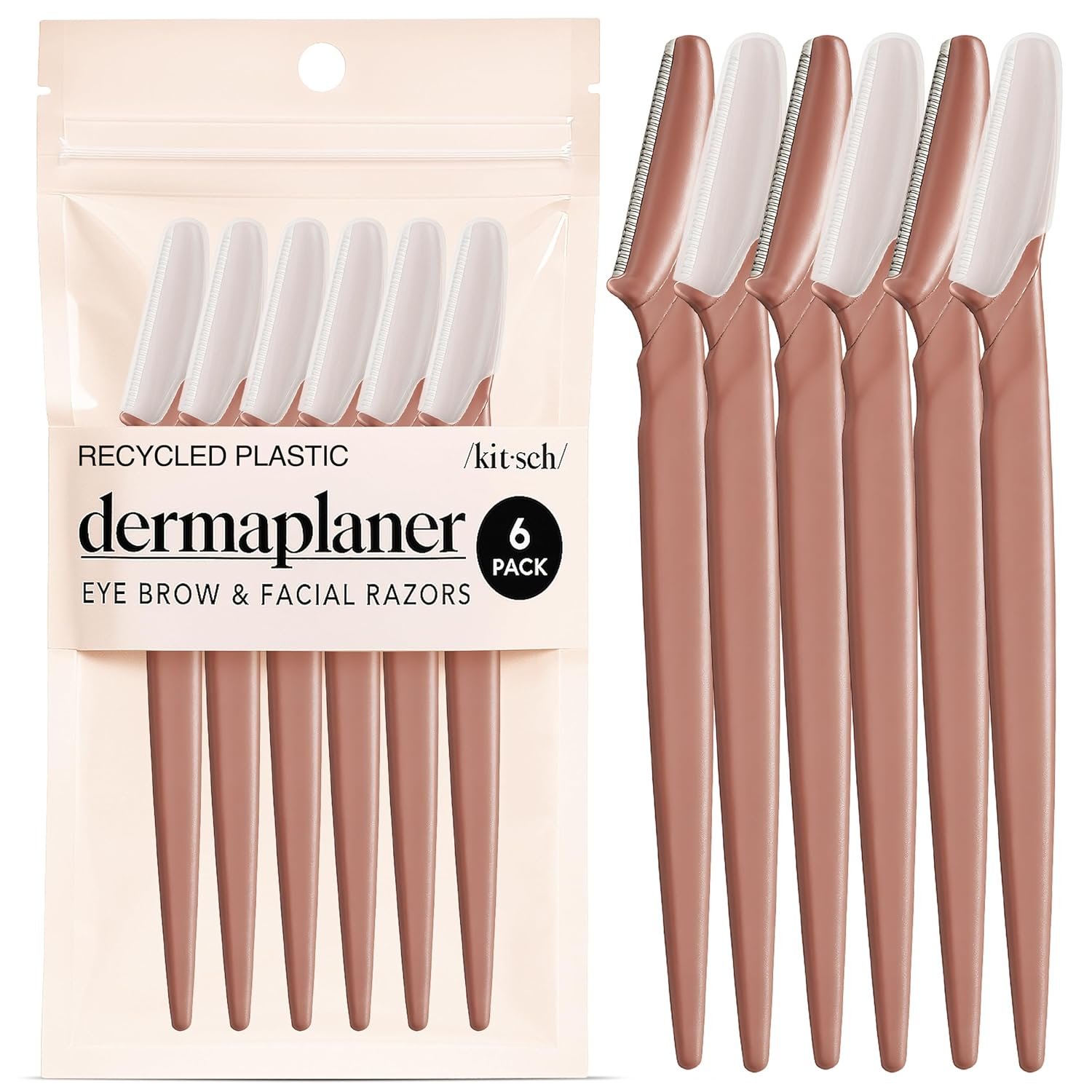 Kitsch Dermaplane Razor for Women Face – Face Razors for Women & Men, Eye Brow Razors & Face Shaver – Exfoliating Facial Razor & Dermaplaner as Skin Care Tool for Smoother Skin - Terracotta, 6 pcs